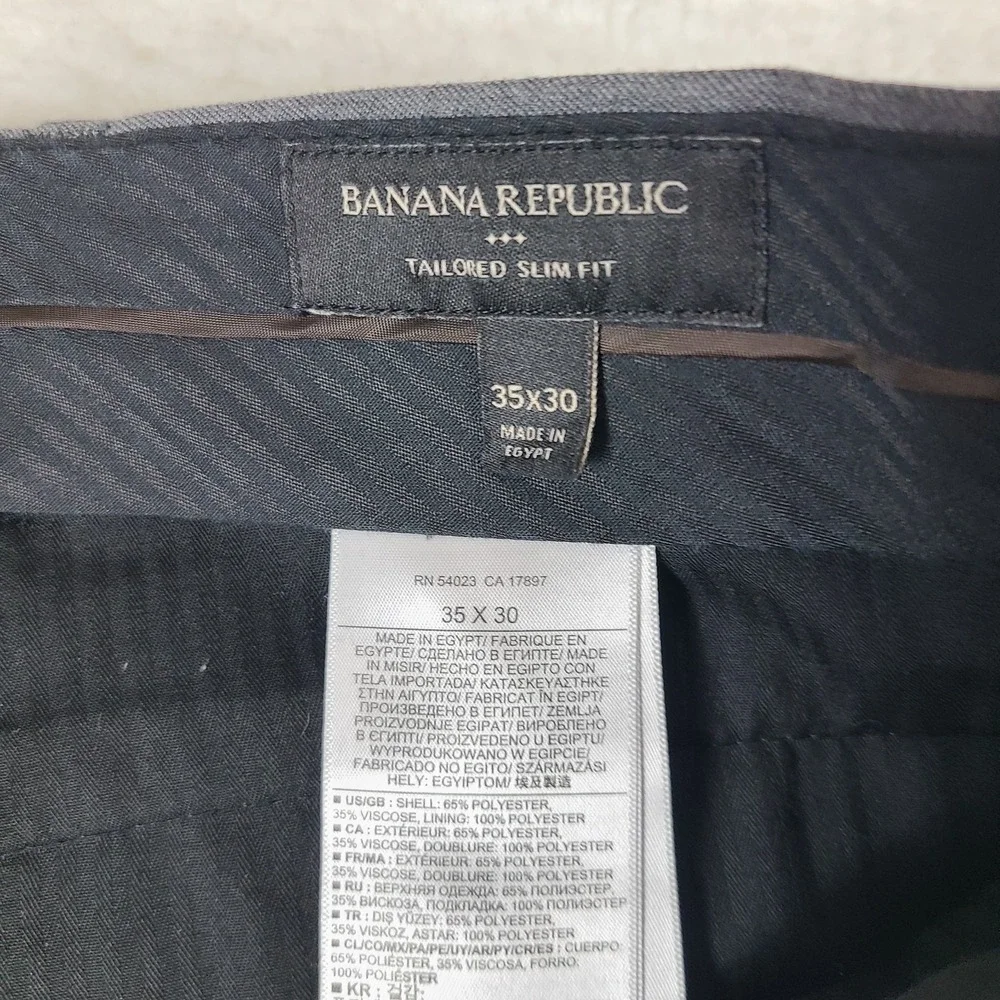 Banana Republic Dress Pants‎ Mens 35x30 Dark Gray Tailored Slim Fit Slacks
